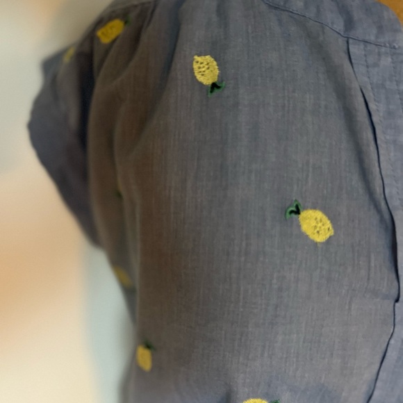 LOFT lemon chambray shortsleeve blouse size small - Picture 2 of 6